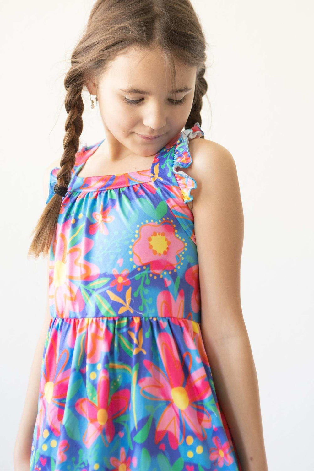 Springing Around Ruffle Cross Back Dress - Mila & Rose ® - Flyclothing LLC