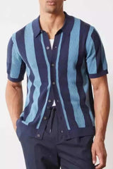 Men's Plus Size Striped Button Down Short Sleeve Shirt - Trendsi - Flyclothing LLC