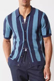 Men's Plus Size Striped Button Down Short Sleeve Shirt - Trendsi