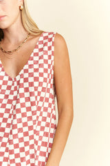 Jade By Jane Plus Size Back Tie Sleeveless Plaid Romper with Pockets - Trendsi - Flyclothing LLC