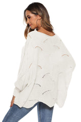 Round Neck Long Sleeve Openwork Sweater - Trendsi - Flyclothing LLC