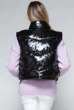 Snobbish Zip Up Turtleneck Shiny Quilted Vest - Trendsi - Flyclothing LLC