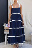 Contrast Trim Square Neck Dress - Trendsi