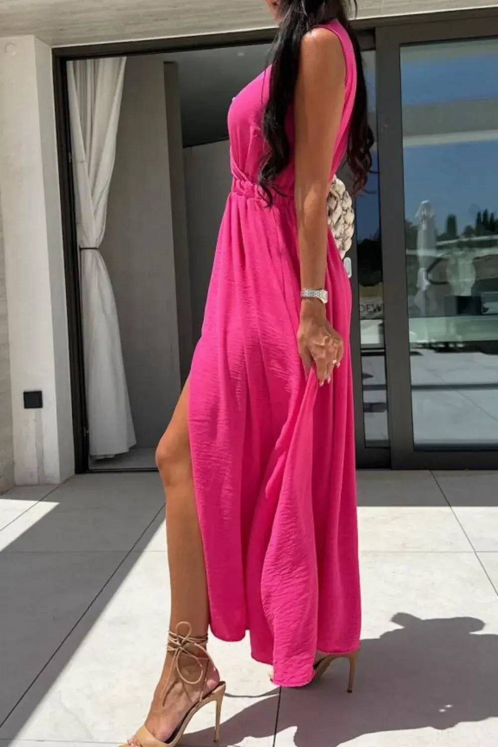 Surplice Sleeveless Slit Maxi Dress - Trendsi - Flyclothing LLC