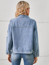 Snake Print Button Up Denim Jacket - Trendsi - Flyclothing LLC
