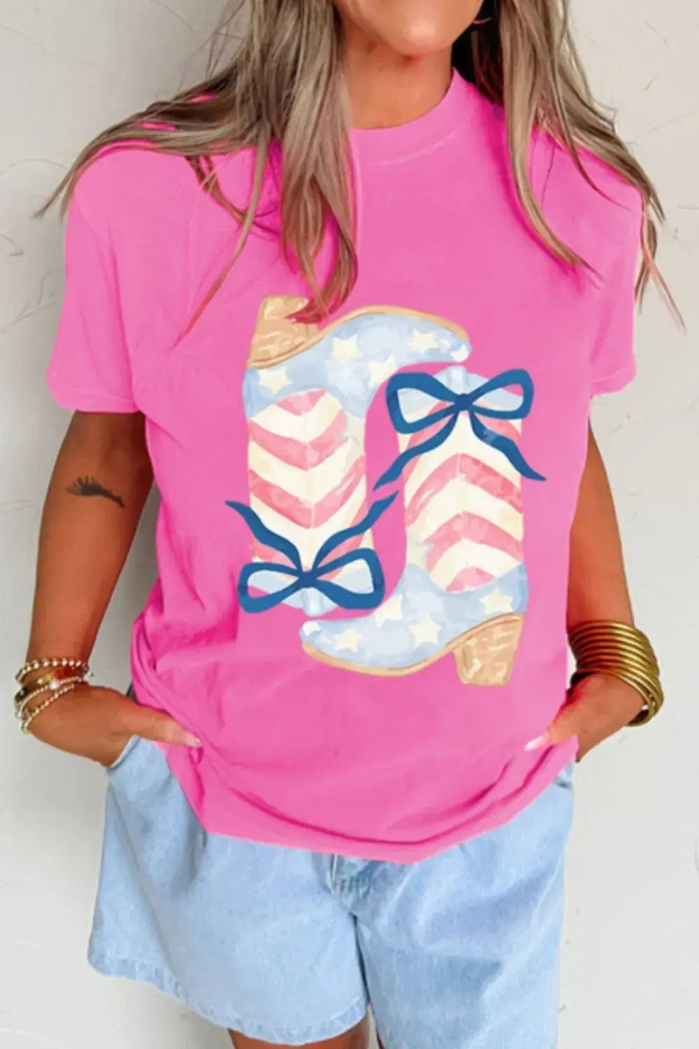 Graphic Round Neck Short Sleeve T-Shirt - Trendsi - Flyclothing LLC