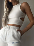 Cutout Round Neck Tank - Trendsi