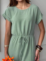 Casual Drawstring Waist Midi Dress - Trendsi - Flyclothing LLC