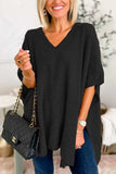 Slit V-Neck Half Sleeve Knit Top - Trendsi - Flyclothing LLC