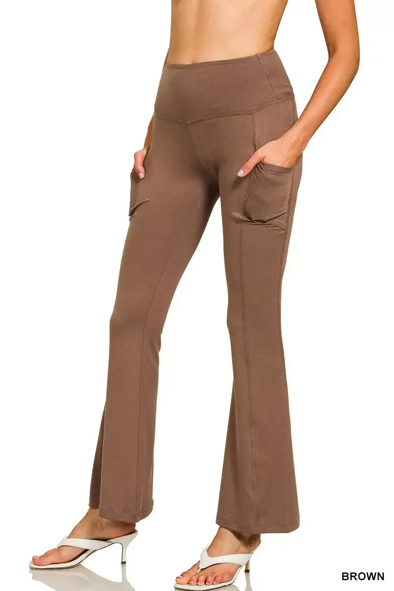 Zenana Brushed Dty Microfiber Flare Pants - Trendsi - Flyclothing LLC
