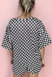 Checkered Round Neck Top and Shorts Set - Trendsi - Flyclothing LLC