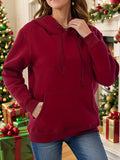 Drawstring Long Sleeve Hoodie with Kangaroo Pocket - Trendsi