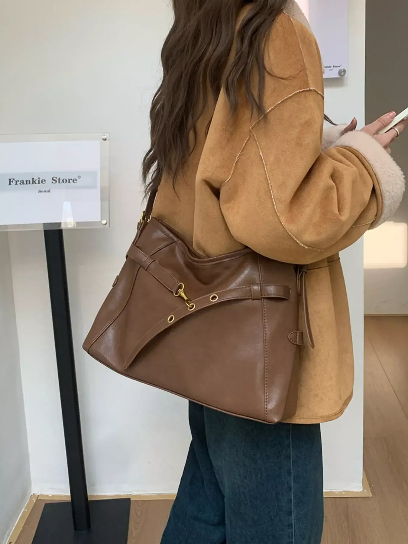 Buckle Decor Tote Bag - Trendsi - Flyclothing LLC