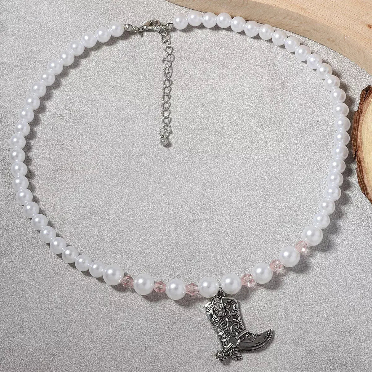 Pearl Beaded Cowboy Boot Necklace - Trendsi - Flyclothing LLC