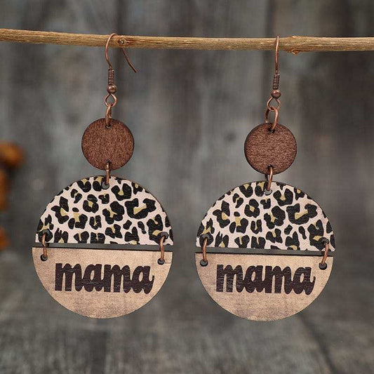 Wooden Leopard Round Shape Earrings - Trendsi - Flyclothing LLC
