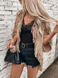 Fringe Open Front Half Sleeve Poncho - Trendsi