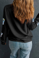 Ghost Round Neck Long Sleeve Sweatshirt - Trendsi - Flyclothing LLC