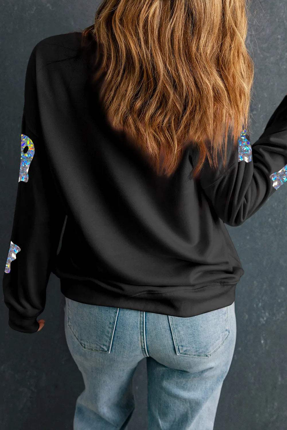 Ghost Round Neck Long Sleeve Sweatshirt - Trendsi - Flyclothing LLC