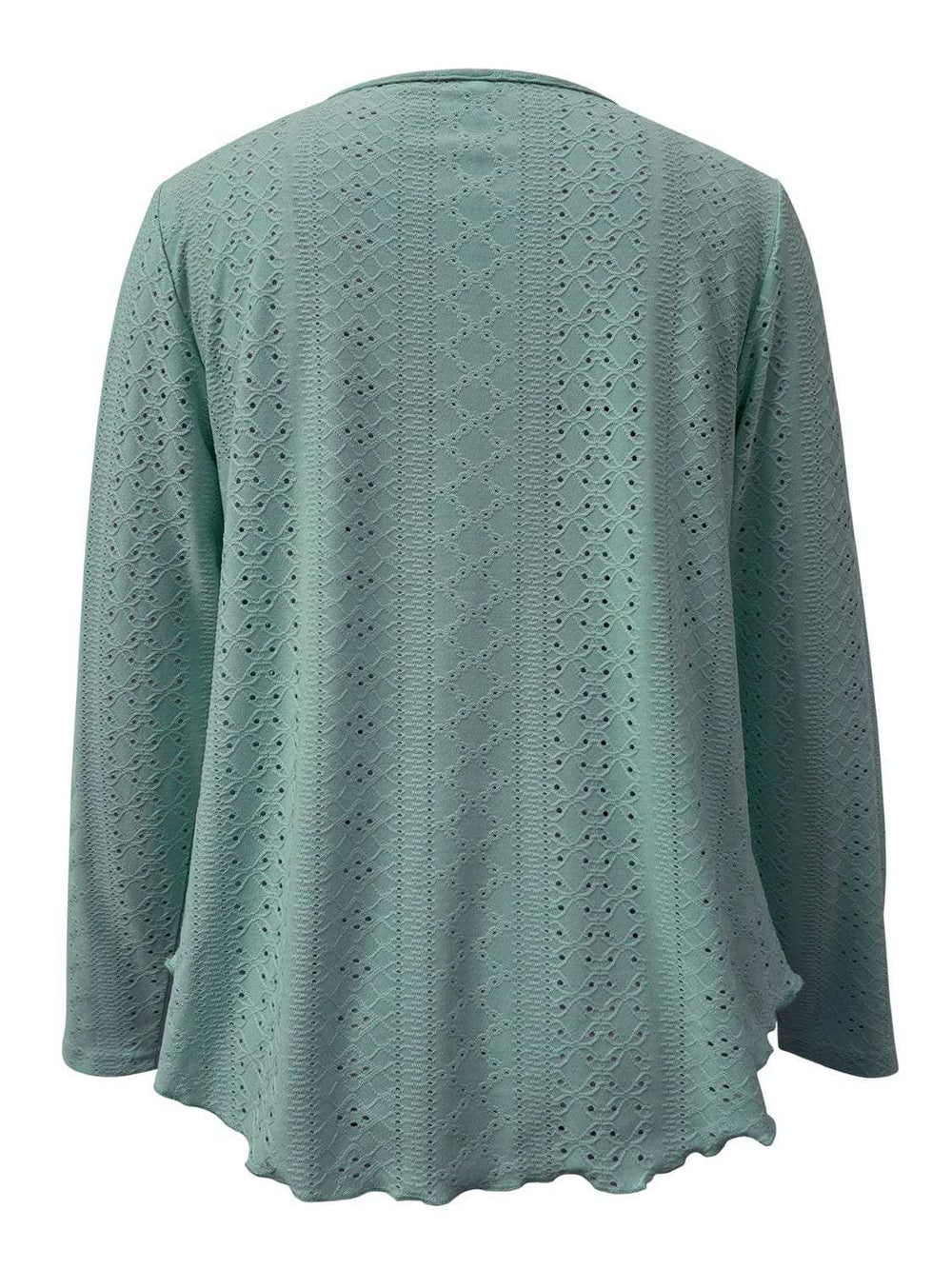 Eyelet Long Sleeve Blouse - Trendsi - Flyclothing LLC