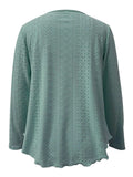 Eyelet Long Sleeve Blouse - Trendsi - Flyclothing LLC