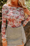 Floral Off-Shoulder Long Sleeve Bodysuit - Trendsi - Flyclothing LLC