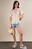 VERY J Flower Embroidered Woven Blouse - Trendsi