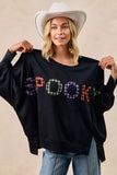 BiBi Spook Plaid Letter Print Oversized Sweatshirt - Trendsi - Flyclothing LLC