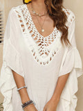 Cutout Ruffled Half Sleeve Cover-Up - Trendsi - Flyclothing LLC