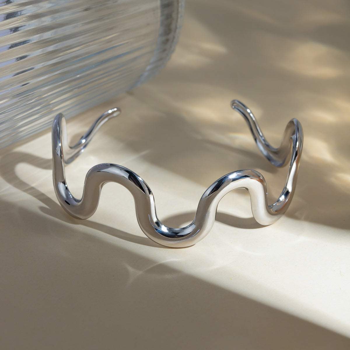 Stainless Steel Wave Shape Bracelet - Trendsi - Flyclothing LLC