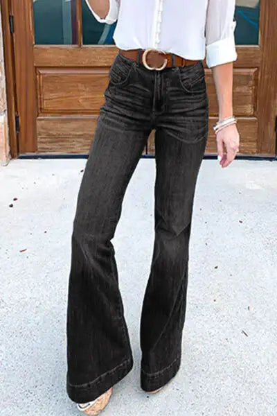 Full Size Flare Jeans with Pockets Plus Size - Trendsi - Flyclothing LLC