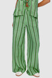 Tied Front Striped Top and Pants Set - Trendsi - Flyclothing LLC