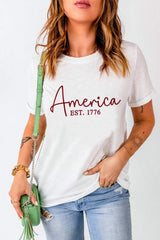 Letter Graphic Round Neck Short Sleeve T-Shirt - Trendsi - Flyclothing LLC