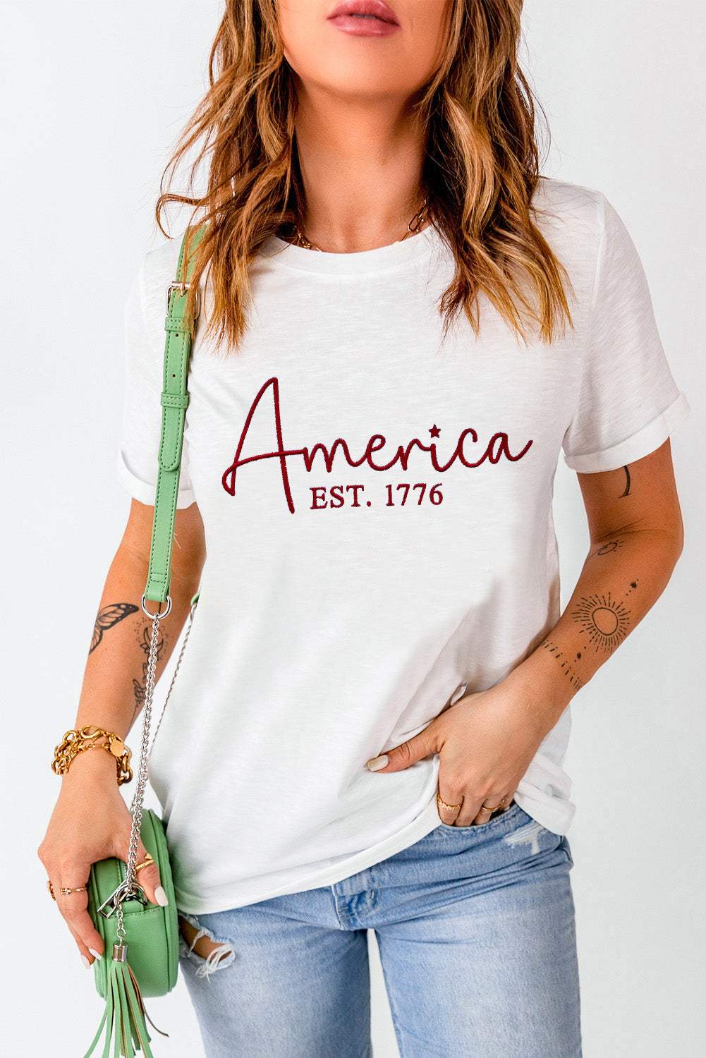 Letter Graphic Round Neck Short Sleeve T-Shirt - Trendsi - Flyclothing LLC