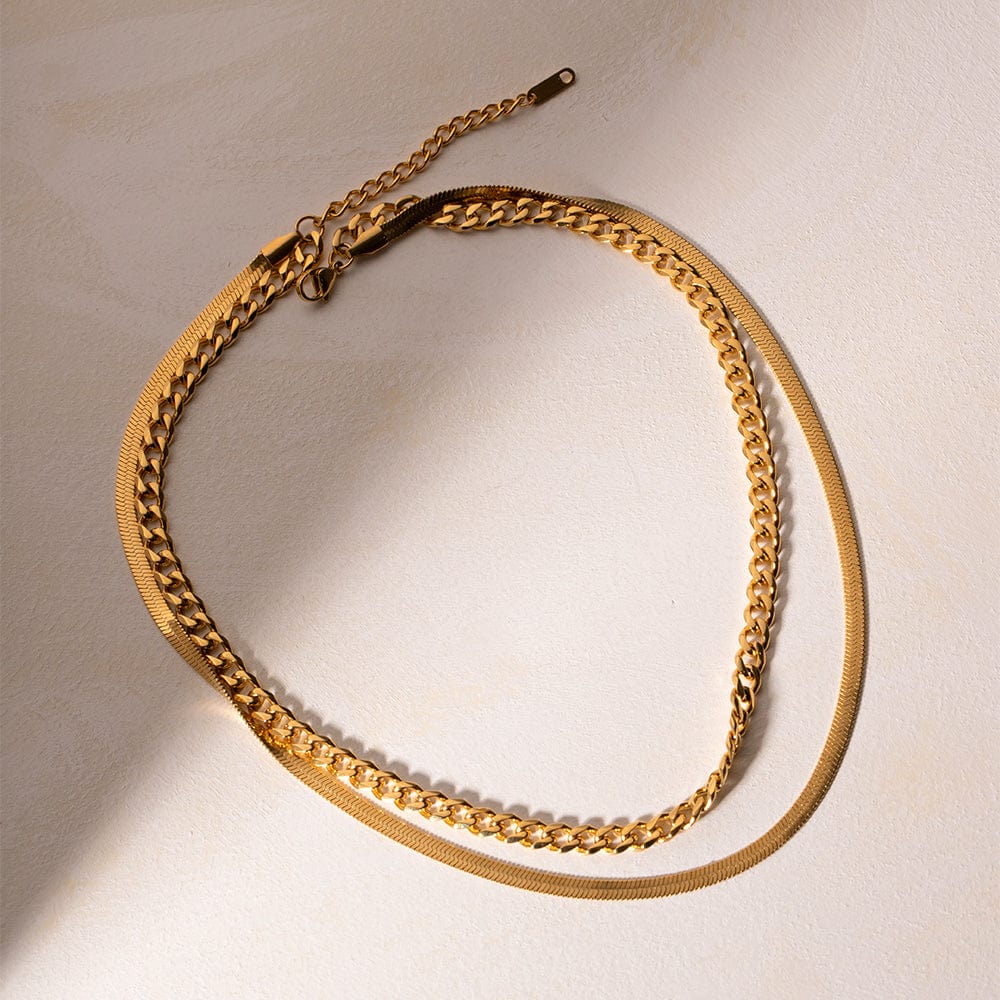 18K Gold-Plated Double Layered Necklace - Trendsi