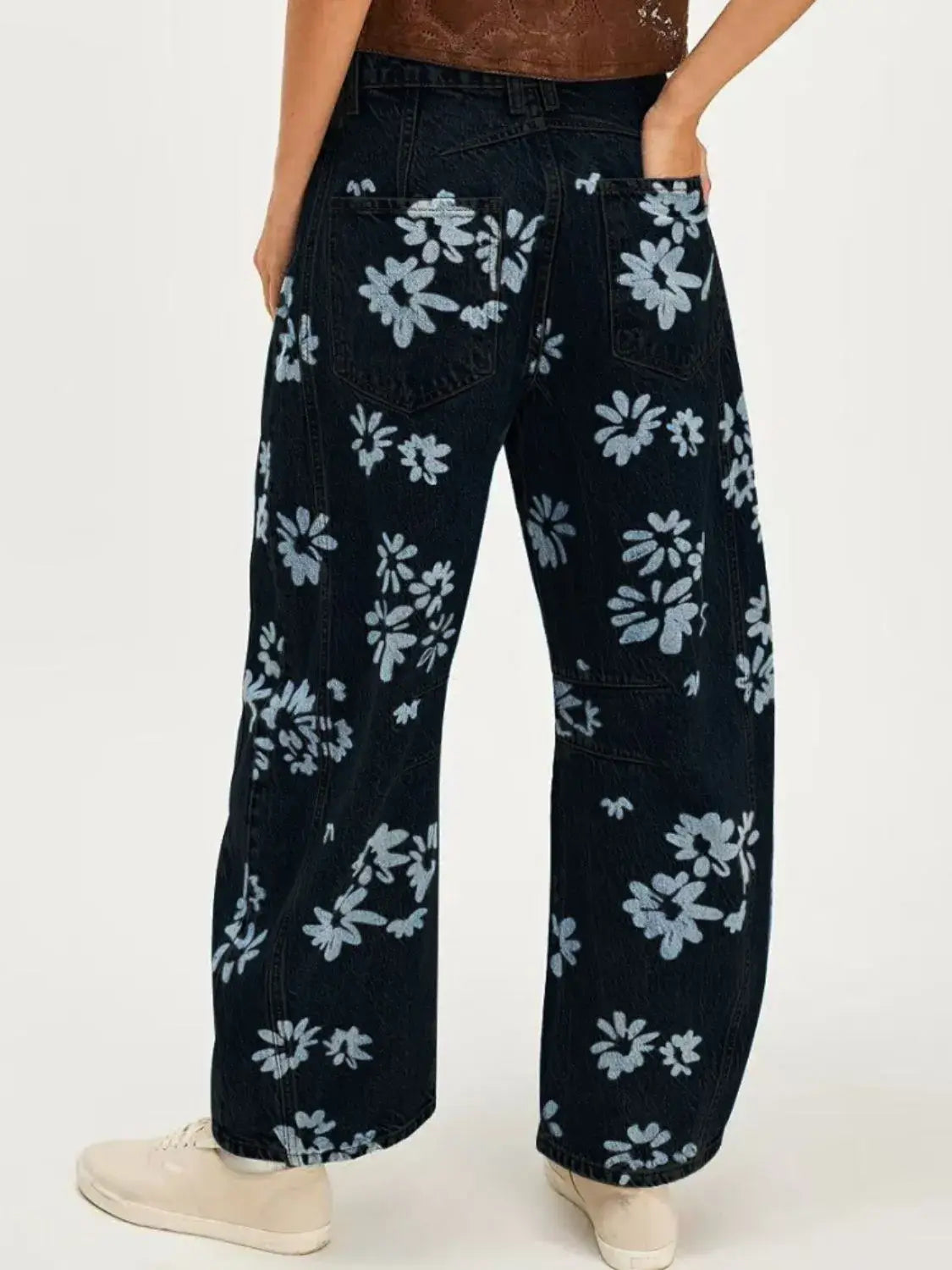 Printed Wide Leg Jeans - Trendsi - Flyclothing LLC