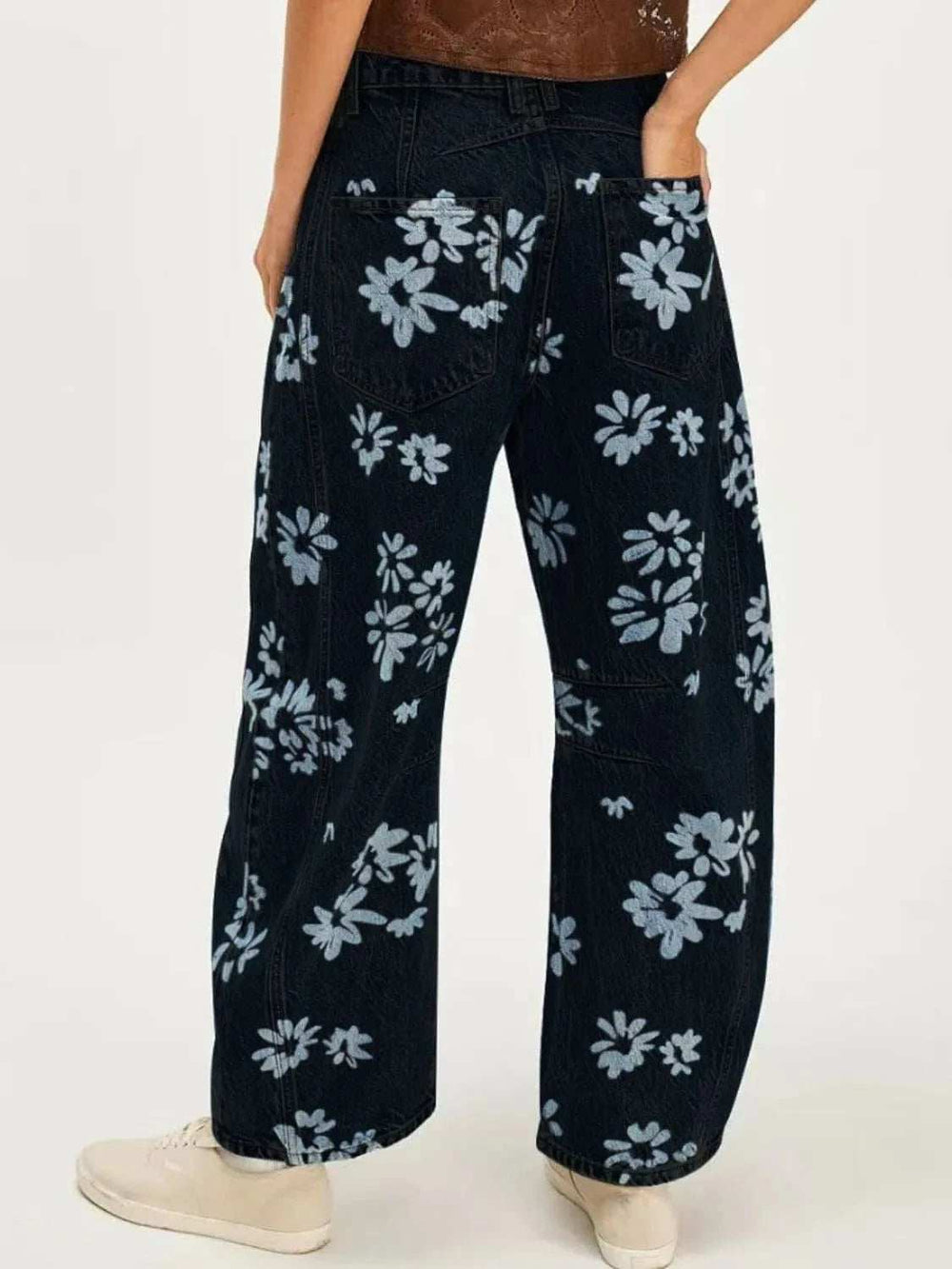 Printed Wide Leg Jeans - Trendsi - Flyclothing LLC