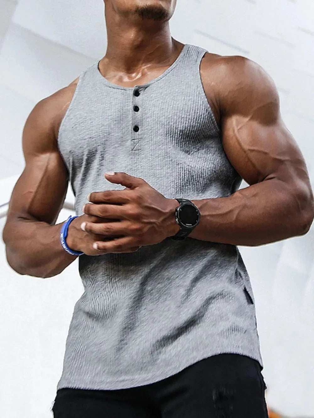 Men's Plus Size Ribbed Tank - Trendsi - Flyclothing LLC