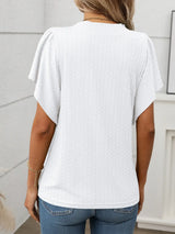 Round Neck Flutter Sleeve T-Shirt - Trendsi - Flyclothing LLC