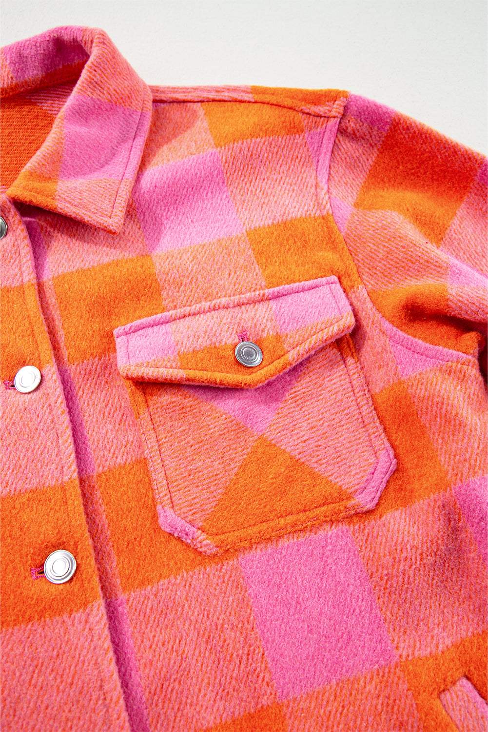 Plaid Collared Neck Button Up Jacket - Trendsi - Flyclothing LLC