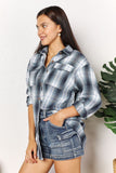 Mandy Plaid Dropped Shoulder Shirt - Trendsi