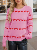Heart Round Neck Long Sleeve Sweater - Trendsi - Flyclothing LLC
