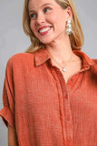 Umgee Full Size Cotton Gauze Mineral Wash Button Down Shirt Plus Size - Trendsi - Flyclothing LLC