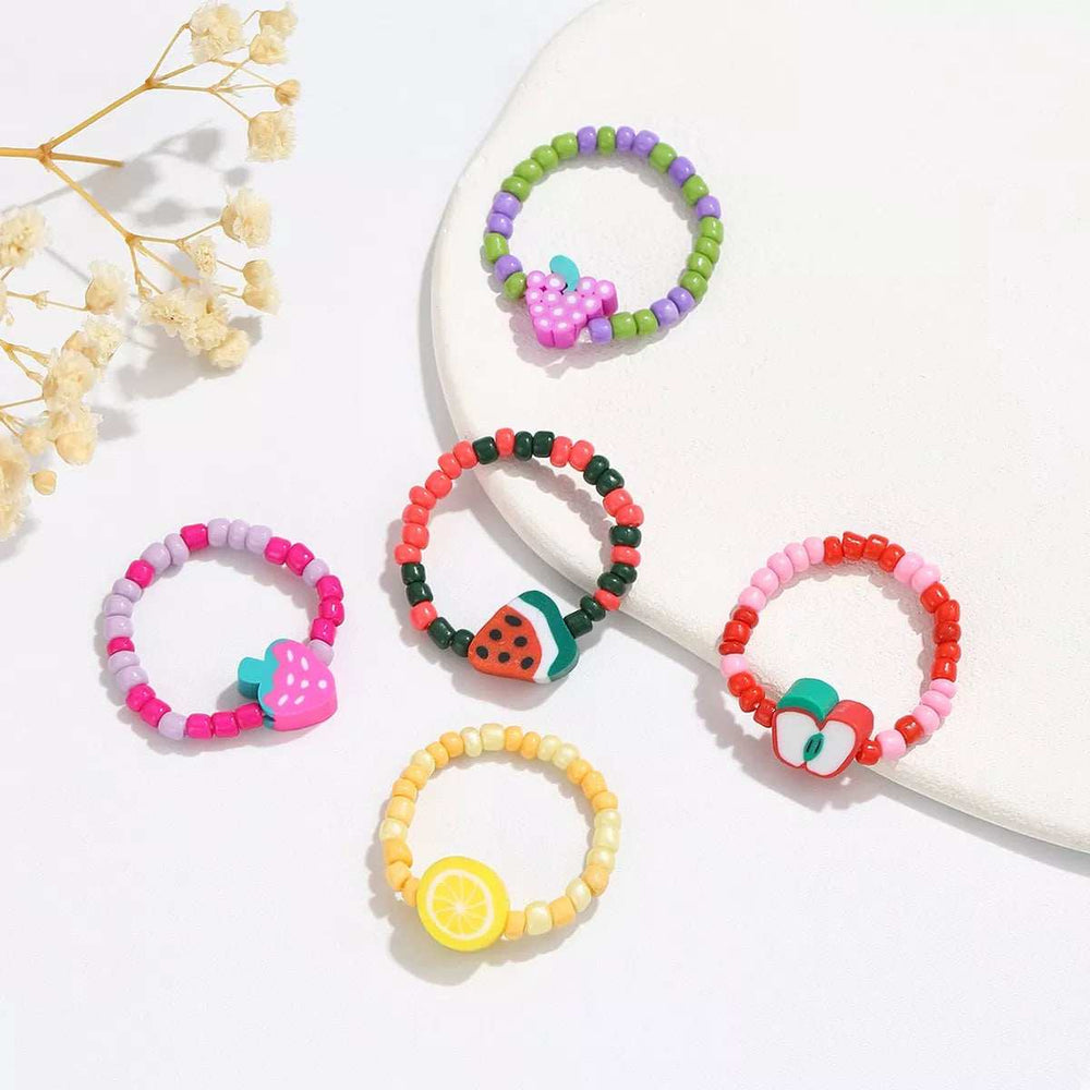 Colorful Fruit Charm Beaded Ring - Trendsi - Flyclothing LLC