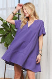 ADORA Tiered Notched Short Sleeve Dress - Trendsi