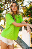 BiBi Texture Round Neck Short Sleeve Knit Top - Trendsi - Flyclothing LLC