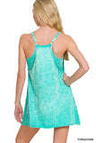 Zenana Acid Washed Mini Dress With Built-in Romper Liner - Trendsi - Flyclothing LLC