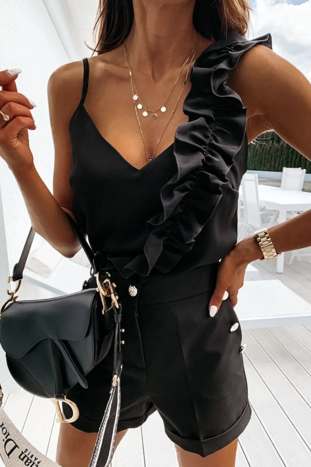 Ruffled V-Neck Cami - Trendsi