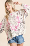 BiBi Tie Dye Print Terry Pull Over - Trendsi - Flyclothing LLC