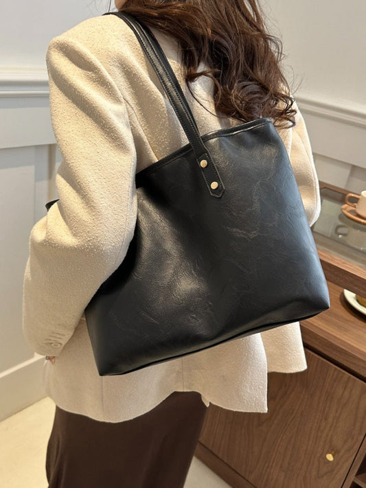 PU Leather Medium Shoulder Bag - Trendsi