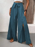 Tied Slit Wide Leg Pants - Trendsi